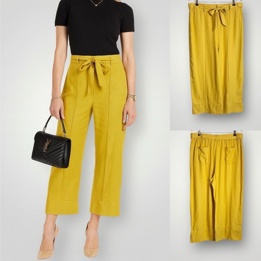 NWOT Joie Straight Leg 100% Linen Blend Pants Womens Size XL Cropped High Waist